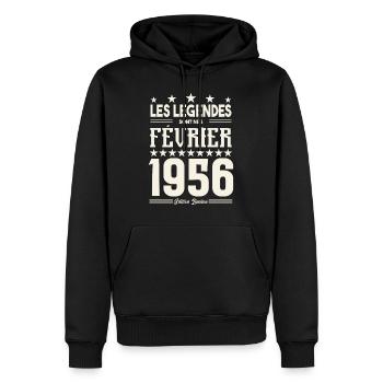 cadeau d'anniversaire Février 1956. février 1956. - Sweat à capuche Premium bio Homme - noir - Devant - Nico (187cm)