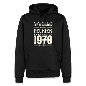 cadeau d'anniversaire Février 1970. février 1970. - Sweat à capuche Premium bio Homme - noir - Devant - Nico (187cm)