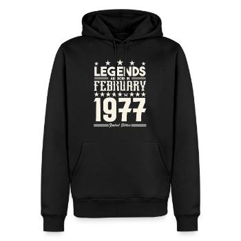 Cadeau Légende Février 1977. cadeau février 1977. - Sweat à capuche Premium bio Homme - noir - Devant - Nico (187cm)