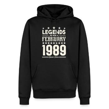 Geschenklegende Februar 1989. Geschenk Februar 1989. - Männer Premium Bio Hoodie - Schwarz - Vorne - Nico (187cm)