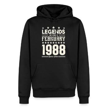 Cadeau Légende Février 1988. cadeau février 1988. - Sweat à capuche Premium bio Homme - noir - Devant - Nico (187cm)