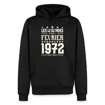 cadeau d'anniversaire Février 1972. février 1972. - Sweat à capuche Premium bio Homme - noir - Devant - Nico (187cm)