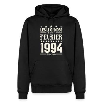 cadeau d'anniversaire Février 1994. février 1994. - Sweat à capuche Premium bio Homme - noir - Devant - Nico (187cm)