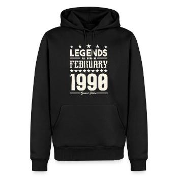 Cadeau Légende Février 1990. cadeau février 1990. - Sweat à capuche Premium bio Homme - noir - Devant - Nico (187cm)