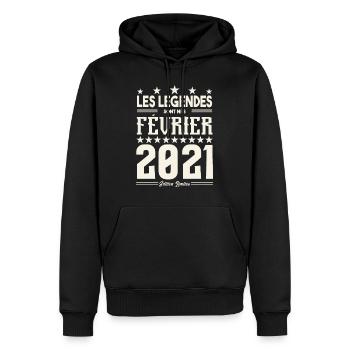 cadeau d'anniversaire Février 2021. février 2021. - Sweat à capuche Premium bio Homme - noir - Devant - Nico (187cm)