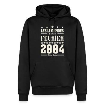 cadeau d'anniversaire Février 2004. février 2004. - Sweat à capuche Premium bio Homme - noir - Devant - Nico (187cm)