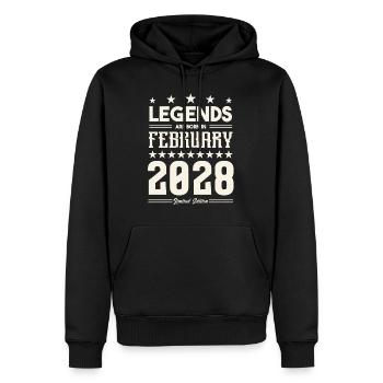 Geschenklegende Februar 2028. Geschenk Februar 2028. - Männer Premium Bio Hoodie - Schwarz - Vorne - Nico (187cm)