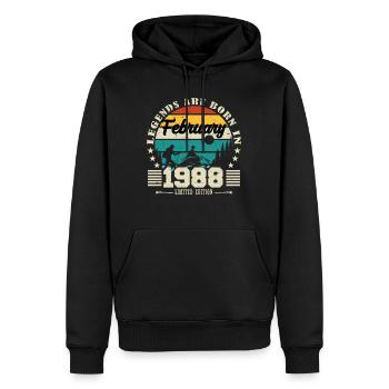 février 1988. Cadeau d'anniversaire février 1988. - Sweat à capuche Premium bio Homme - noir - Devant - Nico (187cm)
