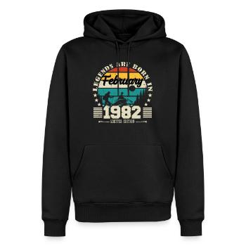 février 1982. Cadeau d'anniversaire février 1982. - Sweat à capuche Premium bio Homme - noir - Devant - Nico (187cm)