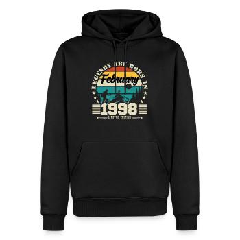 février 1998. Cadeau d'anniversaire février 1998. - Sweat à capuche Premium bio Homme - noir - Devant - Nico (187cm)