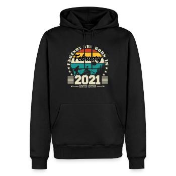 février 2021. Cadeau d'anniversaire février 2021. - Sweat à capuche Premium bio Homme - noir - Devant - Nico (187cm)