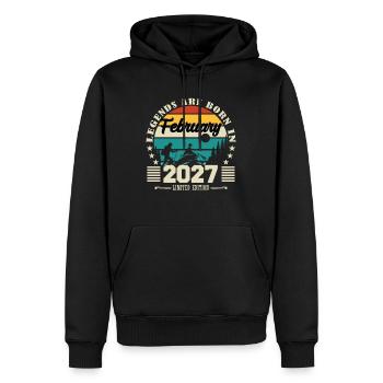 Februar 2027. Geburtstagsgeschenk Februar 2027. - Männer Premium Bio Hoodie - Schwarz - Vorne - Nico (187cm)