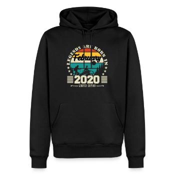 février 2020. Cadeau d'anniversaire février 2020. - Sweat à capuche Premium bio Homme - noir - Devant - Nico (187cm)