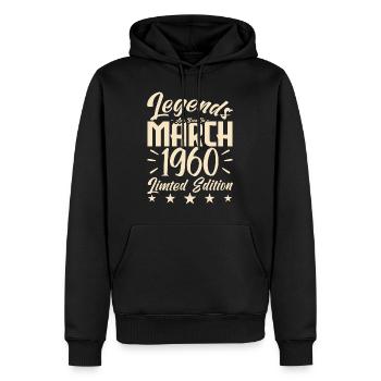 Naissance En Mars 1960. Cadeau d'anniversaire mars - Sweat à capuche Premium bio Homme - noir - Devant - Nico (187cm)