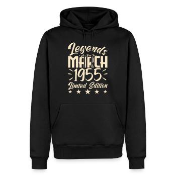 Naissance En Mars 1955. Cadeau d'anniversaire mars - Sweat à capuche Premium bio Homme - noir - Devant - Nico (187cm)