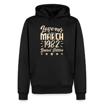Naissance En Mars 1982. Cadeau d'anniversaire mars - Sweat à capuche Premium bio Homme - noir - Devant - Nico (187cm)