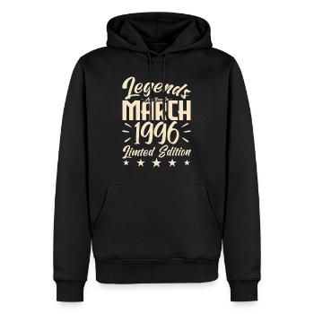 Naissance En Mars 1996. Cadeau d'anniversaire mars - Sweat à capuche Premium bio Homme - noir - Devant - Nico (187cm)
