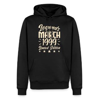 Naissance En Mars 1999. Cadeau d'anniversaire mars - Sweat à capuche Premium bio Homme - noir - Devant - Nico (187cm)