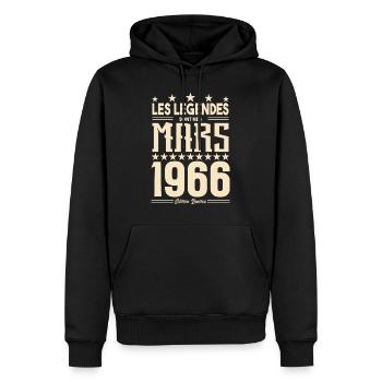 cadeau d'anniversaire mars 1966. cadeau Mars 1966. - Sweat à capuche Premium bio Homme - noir - Devant - Nico (187cm)