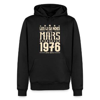 cadeau d'anniversaire mars 1976. cadeau Mars 1976. - Sweat à capuche Premium bio Homme - noir - Devant - Nico (187cm)