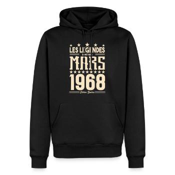 cadeau d'anniversaire mars 1968. cadeau Mars 1968. - Sweat à capuche Premium bio Homme - noir - Devant - Nico (187cm)