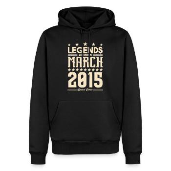 Cadeau Légende mars 2015. cadeau Mars 2015. March. - Sweat à capuche Premium bio Homme - noir - Devant - Nico (187cm)