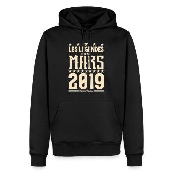 cadeau d'anniversaire mars 2019. cadeau Mars 2019. - Sweat à capuche Premium bio Homme - noir - Devant - Nico (187cm)