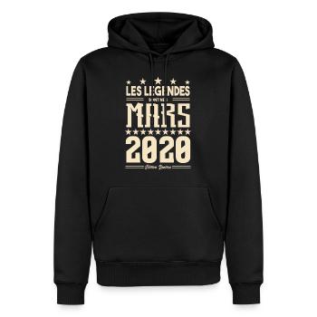 cadeau d'anniversaire mars 2020. cadeau Mars 2020. - Sweat à capuche Premium bio Homme - noir - Devant - Nico (187cm)