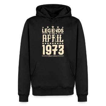Cadeau Légende Avril 1973 cadeau avril 1973. April - Sweat à capuche Premium bio Homme - noir - Devant - Nico (187cm)