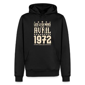 cadeau d'anniversaire Avril 1972 cadeau avril 1972 - Sweat à capuche Premium bio Homme - noir - Devant - Nico (187cm)