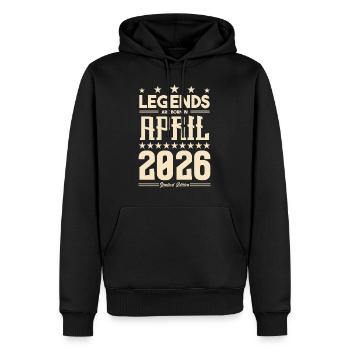 Cadeau Légende Avril 2026 cadeau avril 2026. April - Sweat à capuche Premium bio Homme - noir - Devant - Nico (187cm)