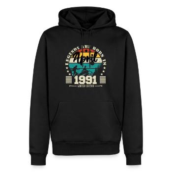 Avril 1991 Cadeau d'anniversaire avril 1991. April - Sweat à capuche Premium bio Homme - noir - Devant - Nico (187cm)