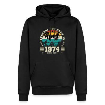 Avril 1974 Cadeau d'anniversaire avril 1974. April - Sweat à capuche Premium bio Homme - noir - Devant - Nico (187cm)