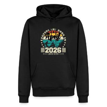 April 2026 Geburtstagsgeschenk April 2026. April - Männer Premium Bio Hoodie - Schwarz - Vorne - Nico (187cm)