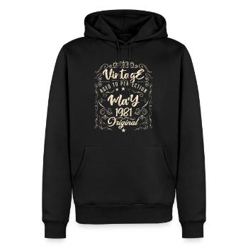 Jahrgang Geboren im Mai 1981. Geburtstag Mai 1981. - Männer Premium Bio Hoodie - Schwarz - Vorne - Nico (187cm)