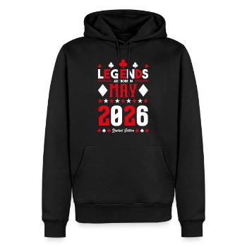 Geburtstagsgeschenk Mai 2026. Kartenspiele . Mai - Männer Premium Bio Hoodie - Schwarz - Vorne - Nico (187cm)