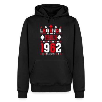 cadeau d'anniversaire Mars 1962. jeux de carte . - Sweat à capuche Premium bio Homme - noir - Devant - Nico (187cm)