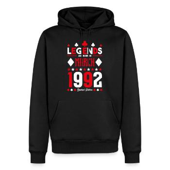 cadeau d'anniversaire Mars 1992. jeux de carte. - Sweat à capuche Premium bio Homme - noir - Devant - Nico (187cm)