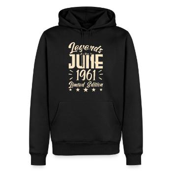 Geboren 1961 Geburtstagsgeschenk 1961. - Männer Premium Bio Hoodie - Schwarz - Vorne - Nico (187cm)