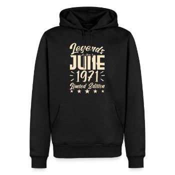 Naissance En juin 1971 Cadeau d'anniversaire 1971. - Sweat à capuche Premium bio Homme - noir - Devant - Nico (187cm)