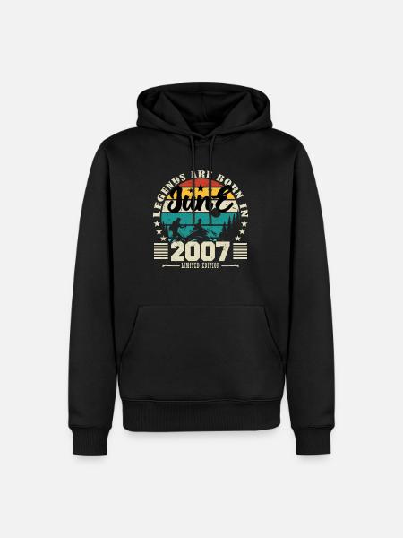 Juni 2007. Geburtstagsgeschenk Juni 2007. Juni. - Männer Premium Bio Hoodie - Schwarz