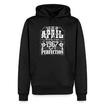 Avril 1967. Anniversaire avril 1967. Cadeau 1967. - Sweat à capuche Premium bio Homme - noir - Devant - Nico (187cm)