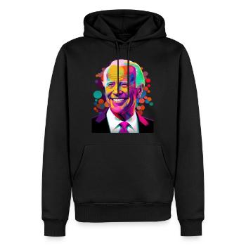 Président souriant - Sweat à capuche Premium bio Homme - noir - Devant - Nico (187cm)