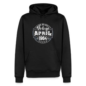 April 1964. Geburtstagsgeschenk April 1964 April - Männer Premium Bio Hoodie - Schwarz - Vorne - Nico (187cm)