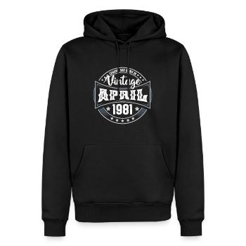 April 1981. Geburtstagsgeschenk April 1981 April - Männer Premium Bio Hoodie - Schwarz - Vorne - Nico (187cm)