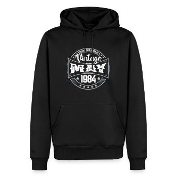 Mai 1984. Geburtstagsgeschenk Mai 1984. Mai - Männer Premium Bio Hoodie - Schwarz - Vorne - Nico (187cm)