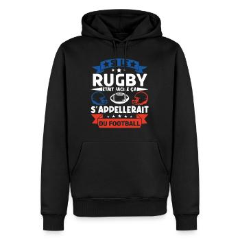Cadeau rugbyman. cadeau rugby France. rugby fan . - Sweat à capuche Premium bio Homme - noir - Devant - Nico (187cm)