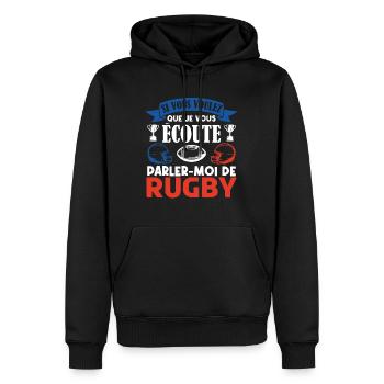 Rugbyman cadeau. Cadeau fan du rugby. joueur rugby - Sweat à capuche Premium bio Homme - noir - Devant - Nico (187cm)
