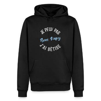Cadeau Papy, Cadeau grand-père. papi de l'année. - Sweat à capuche Premium bio Homme - noir - Devant - Nico (187cm)