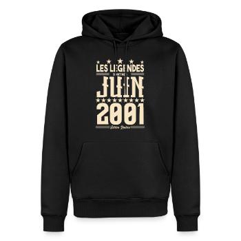 cadeau d'anniversaire juin 2001. Cadeau Juin 2001. - Sweat à capuche Premium bio Homme - noir - Devant - Nico (187cm)